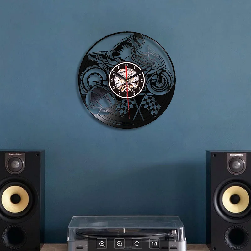 Настенные часы с виниловой пластиной для мотогонок ностальгические ретро-часы