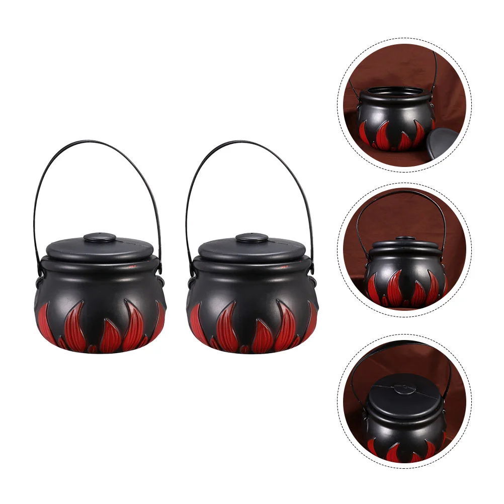 

Candy Cauldronbucket Black Holder Portable Jar Large Bowl Witch Pot Witches The