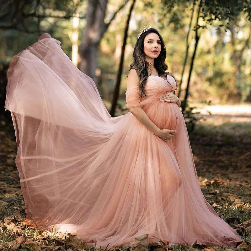 New Off Shoulder Maternity Dress for Photoshoot Lace Pregnant Dress Long Maxi Dress Maternity Gown Photography Props Photo Shoot