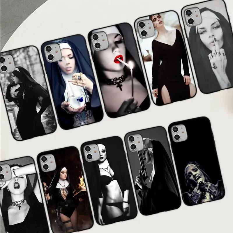 

Sister Style Nun Sexy Girl Phone Case for iPhone 11 12 13 Mini Pro Max 8 7 6 6S Plus X 5 SE 2020 XR XS Funda Case