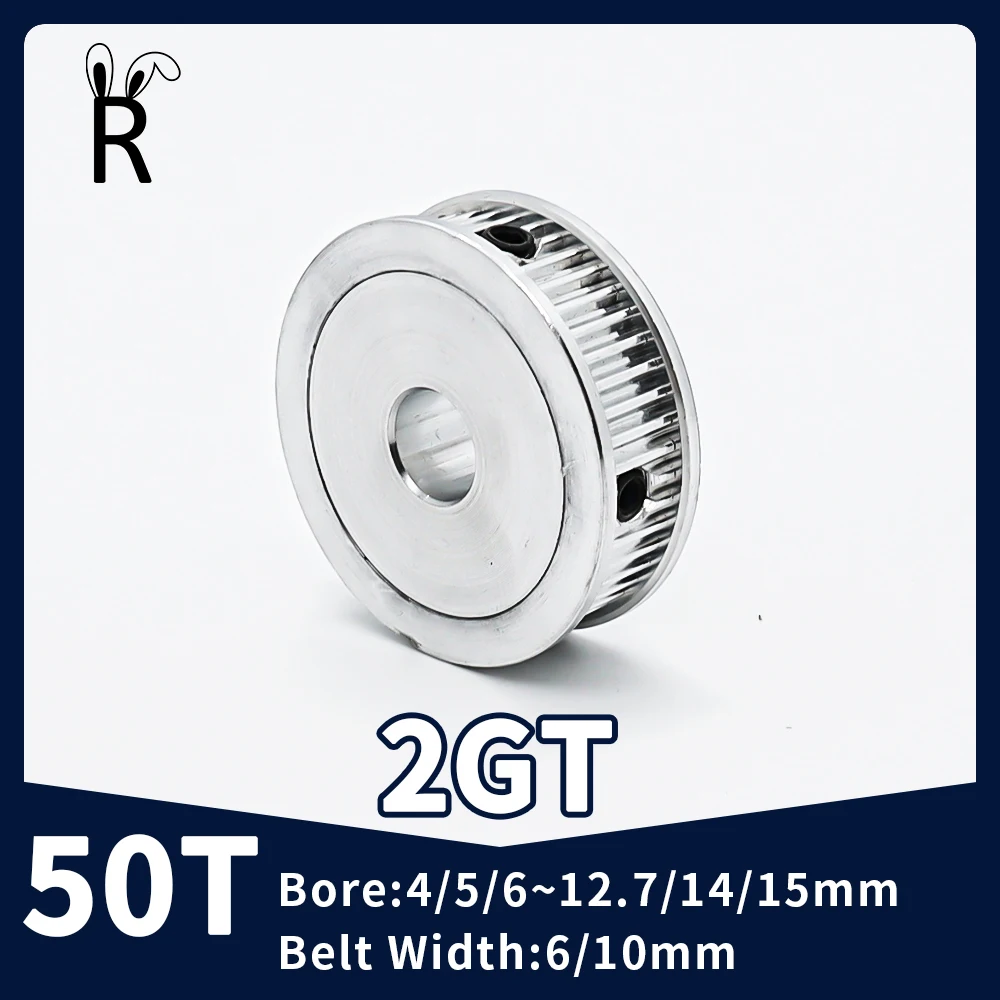 

50T Teeth Idler GT2 Timing Pulley Bore 4/5/6~14/15mm Belt Width 6/10mm 2GT Synchronous Pulley Tensioning Wheels 3D Printer Parts