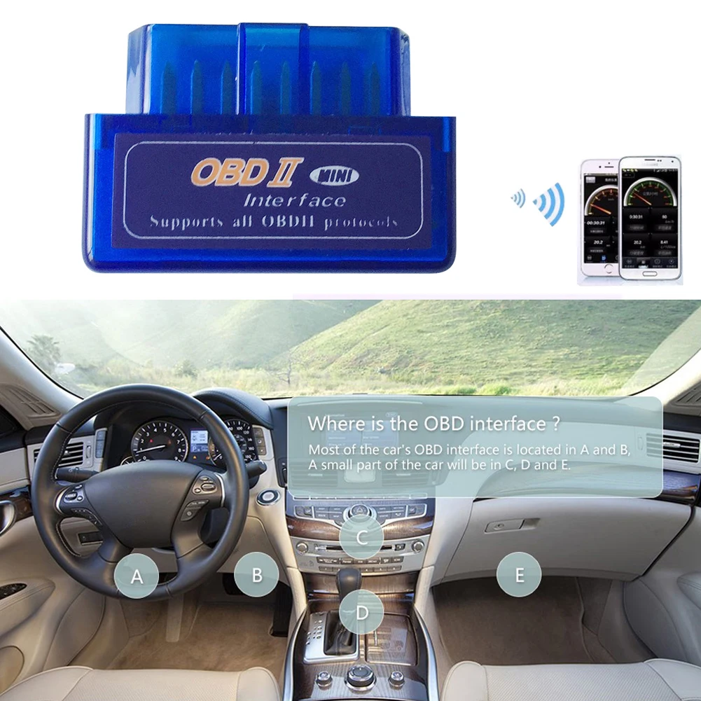 Автомобильный диагностический сканер ELM327 V2.1 компактный OBD2 с поддержкой Bluetooth Wi-Fi
