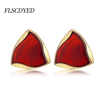 flscdyed vintage geometric alloy earrings red variety of dripping oil studs earrings for women 2022 party girl fashion jewelry