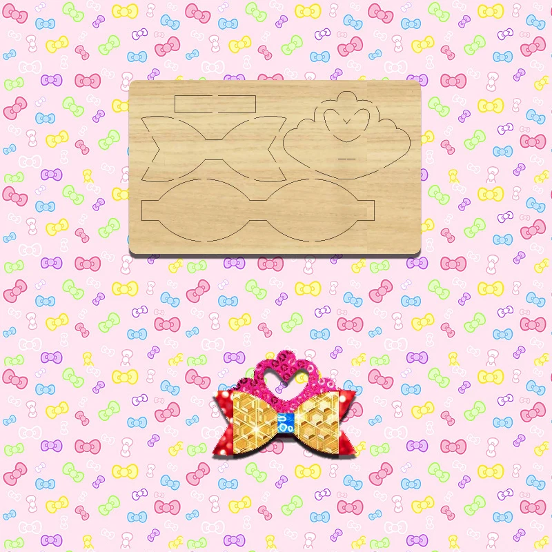

BD50 Wooden Cutting Mold For Heart-shaped Bow Hair Clips, Customizable For Most Machines