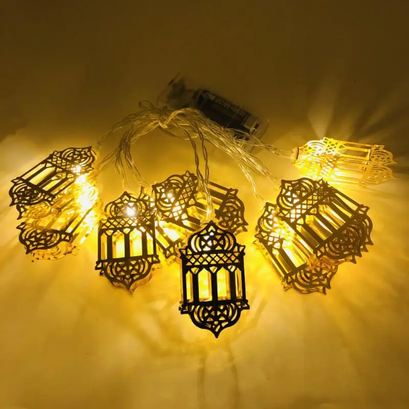 

Iron Lantern Eid Al-fitr Led String Lights Iron Art Light Ornament Festival Party Supplies Eid Mubarak Ramadan Decoration 165cm