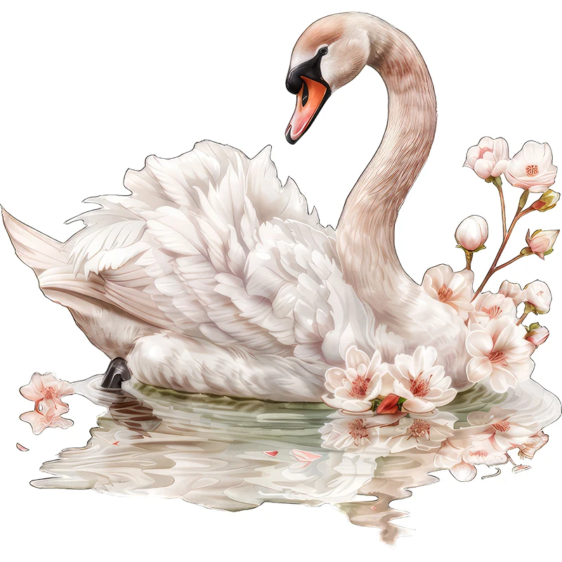 Самоклеящиеся наклейки на стену Лебедь в пруду