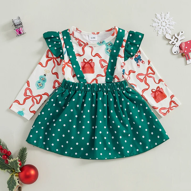 Рождественский комплект для маленьких девочек с бантом комбинезон капюшоном и