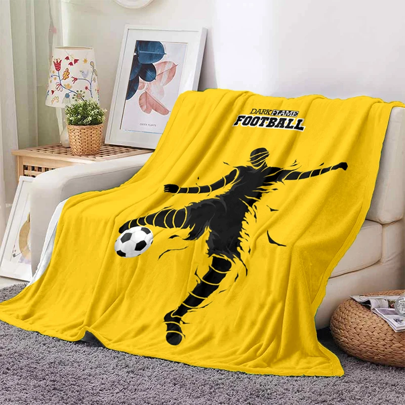 

3d Soccer Football Sports Silhouette Printing Warm Soft Plush Sofa Bed Throwing Picnic Blanket Modern Flange Plush Blanket Cover