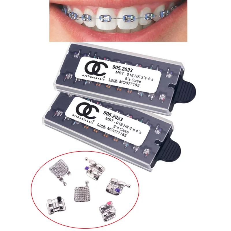 

200Pcs/10 Kits Dental Orthodontic Metal Bracket OC MIM Brace Mini Roth/MBT 0.022 Hooks 345 Braces For Teeth Dentistry Materials