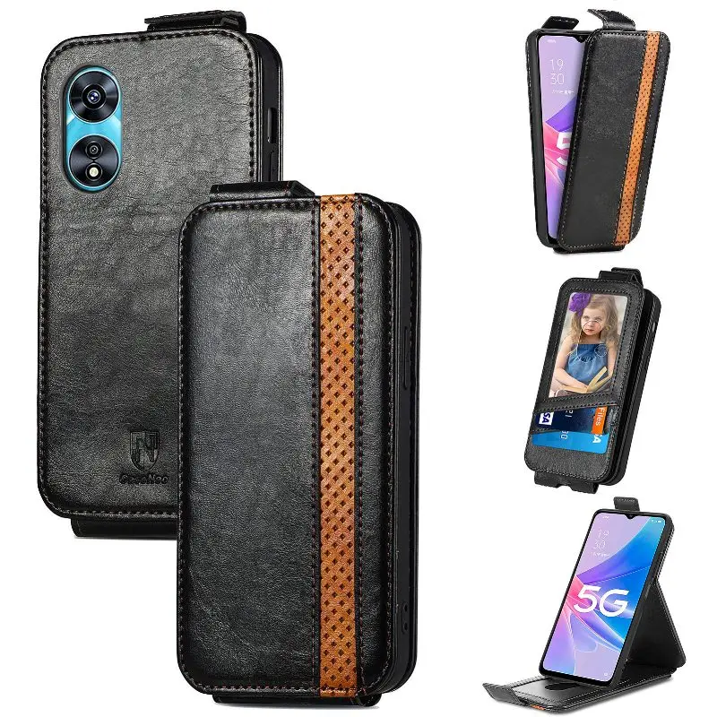 

Leather Card Wallet Phone Case For OPPO A97 A96 A95 A94 A93 A92 A77 A76 A72 A57 A56 A55 A54 A53 A52 Magnetic Vertical Flip Cover
