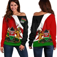 yx girl kenya impressive flag 3d printed novelty women casual long sleeve sweater pullover