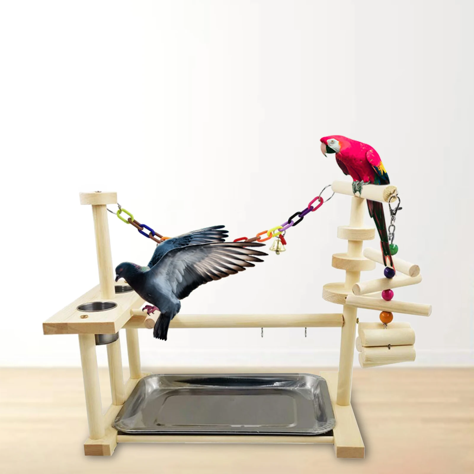 

Wooden Pet Parrot Playstand Playpen Gym Ladder Bird Play Stand Cockatiel