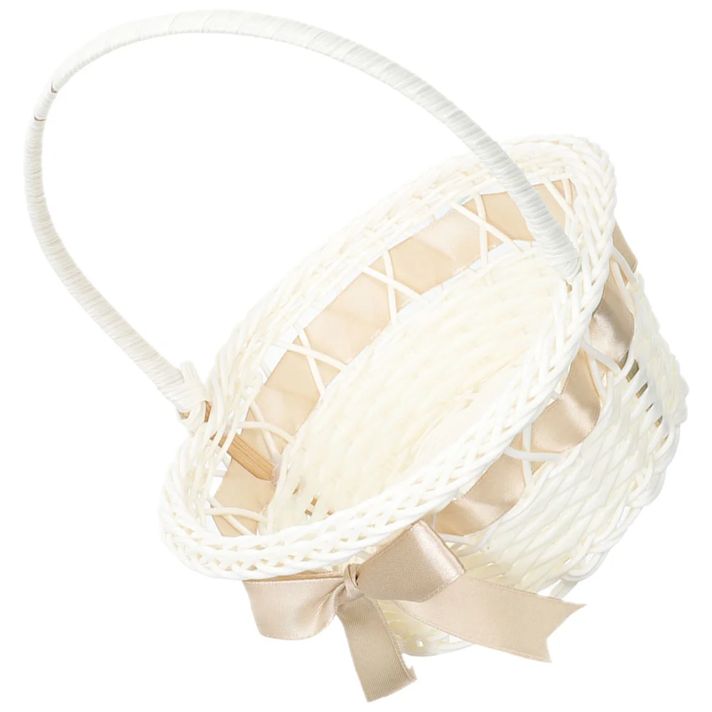 

Wedding Flower Basket Bridal Handheld Baskets Gifts Petal Party Handle Containers Fruit