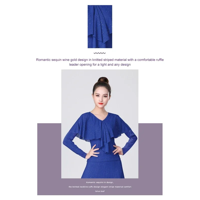 Элегантные плиссированные танцевальные топы с v-образным вырезом и рюшами для