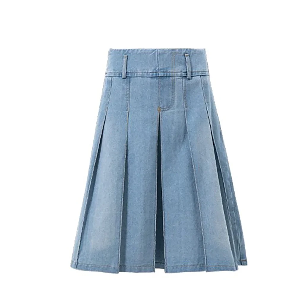 Женские винтажные плиссированные юбки y2k модель 2024 года джинсовая одежда в