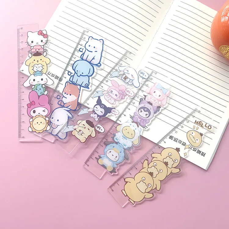 

Милая мультяшная линейка 15 см Sanrio Kuromi Cinnamoroll креативная линейка моя мелодия полачо для учеников начальной школы измерительная линейка