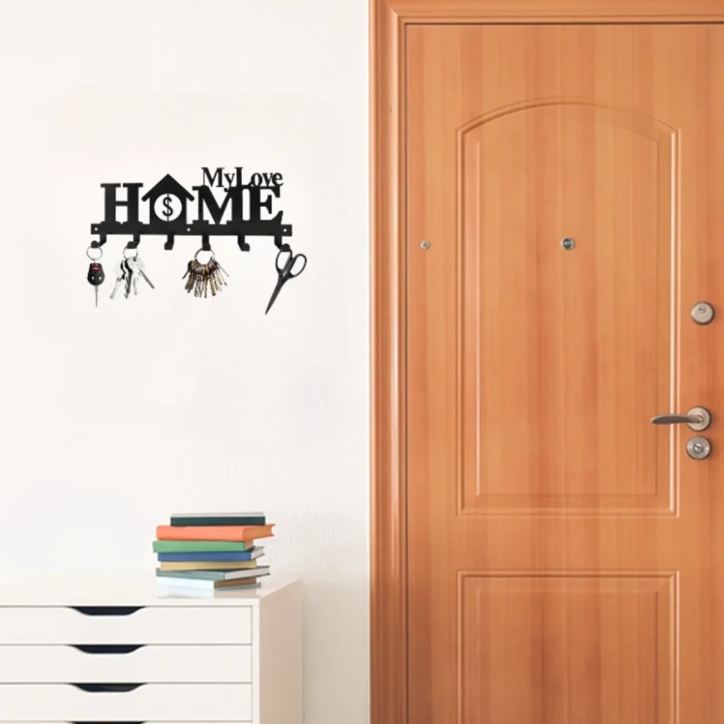 Декоративный металлический настенный держатель для ключей с 6 крючками