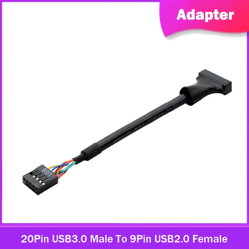 

Шнур адаптера для разъема материнской платы 20Pin USB3.0 разъем/штекер на 9Pin USB2.0 штекер/гнездо адаптер преобразователя USB3.0 на 2,0