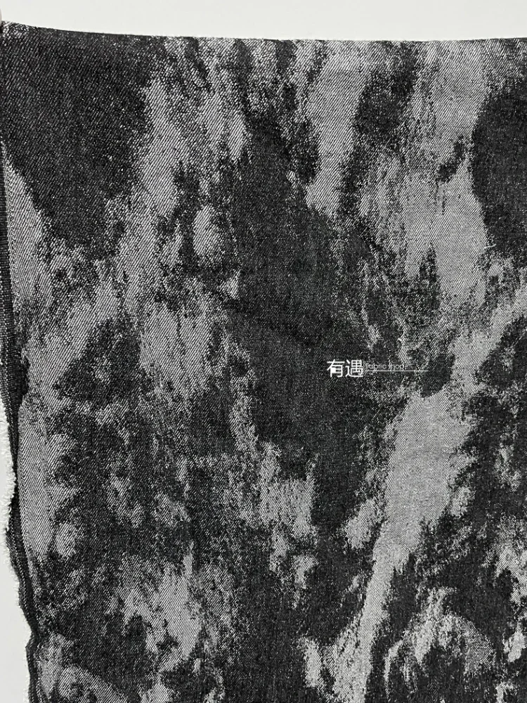 Фото Джинсовая жаккардовая ткань Черный Серый Креативный Tie Dye Diy Сумка Юбка Одежда Дизайнерская ткань Diy Шитье по метрам Ткань Хлопок №2