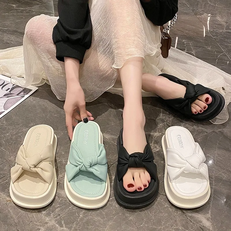 

Шлепанцы женские на платформе, повседневные Мягкие тапки, сланцы, пляжная обувь, роскошная обувь в римском стиле, базовые тапки, 2023