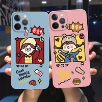cute cartoon couple phone case for iphone 11 12 13 pro max x xr xs max 6s 8 7 plus 12 13 mini candy color soft bumper back cover