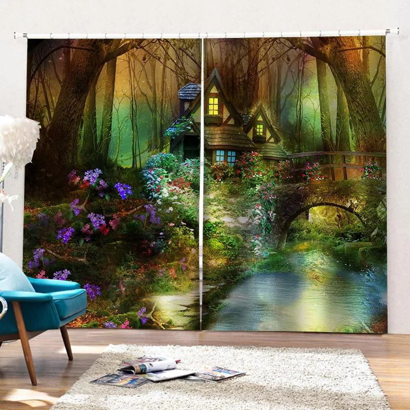 

2 Panels Psychedelic Forest Curtains Window Curtains for Living Room Blackout Scenery Curtains for Bedroom Kitchen Curtains