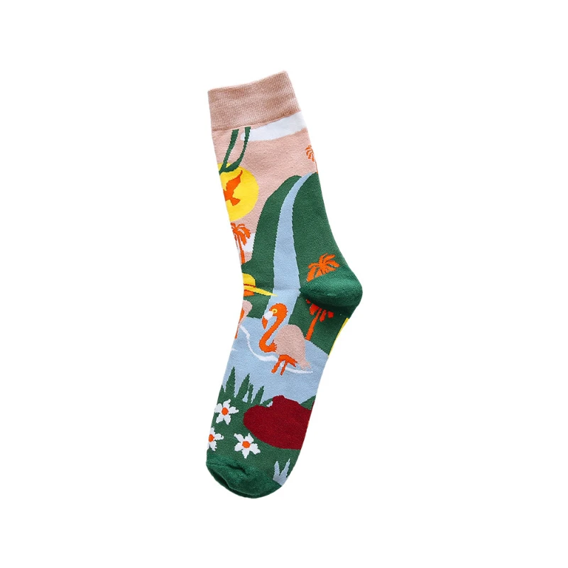 Women Men Happy Funny Socks Print Fruit food Art Cute Spring Autumn Summer Winter Socks Cotton Fashion Socks Middle Tube 4/Lot