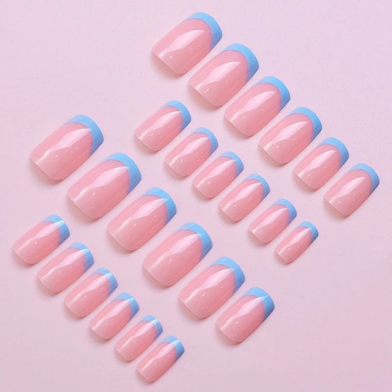 120 накладных ногтей. Накладные ногти с полным покрытием. Синие накладные