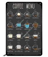 coffee menu tin signskinds of coffee service here vintage metal tin sign for men womenwall decor for barsrestaurantscafes