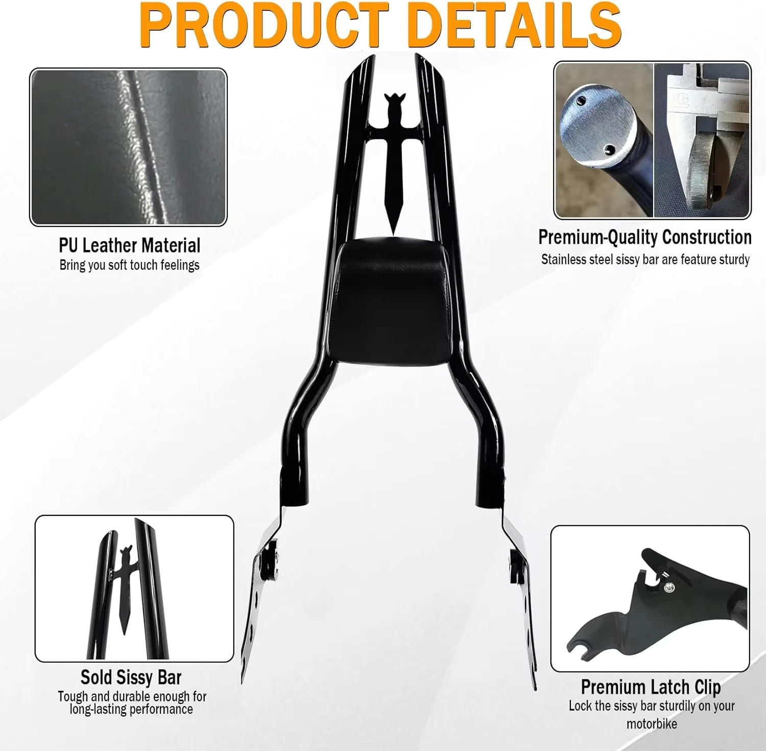 Фото Съемная спинка для мотоциклов Sissy Bar с багажником для Harley Breakout 114 FXBR 2013-2025 Fat Boy 114 FLFBS 2018-2025 №4