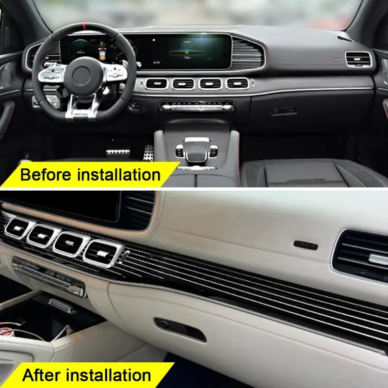 Фото Комплект отделки приборной панели и дверных панелей для Mercedes-Benz W167 GLE GLS, выполненный на заказ, с отделкой «черный рояль» и «белый рояль» №3