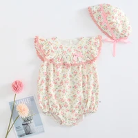 baby summer bodysuits newborn girls clothes floral playsuit outfits sunsuit with hat 2 color 0 2y