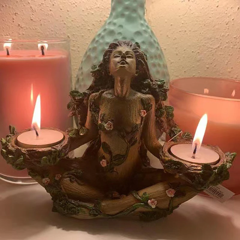 Goddess Female Candlestick Ornament Figurine Statue Home Dec