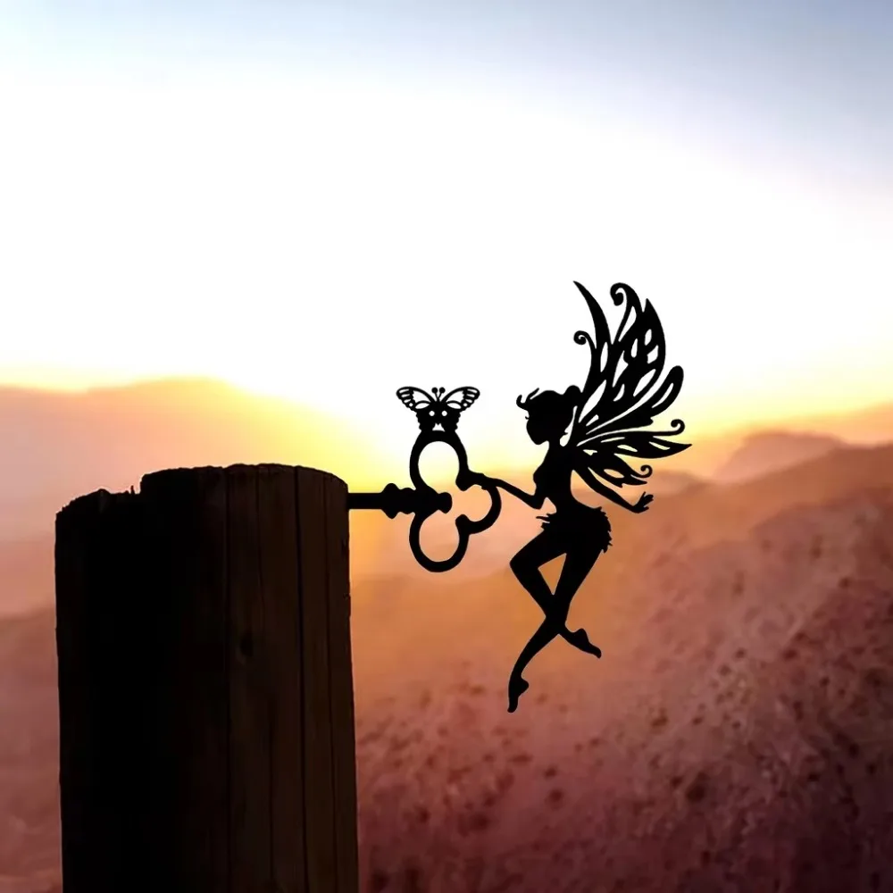 Красивый эльф на ветке стальной силуэт металлическая стена искусство: Уличное