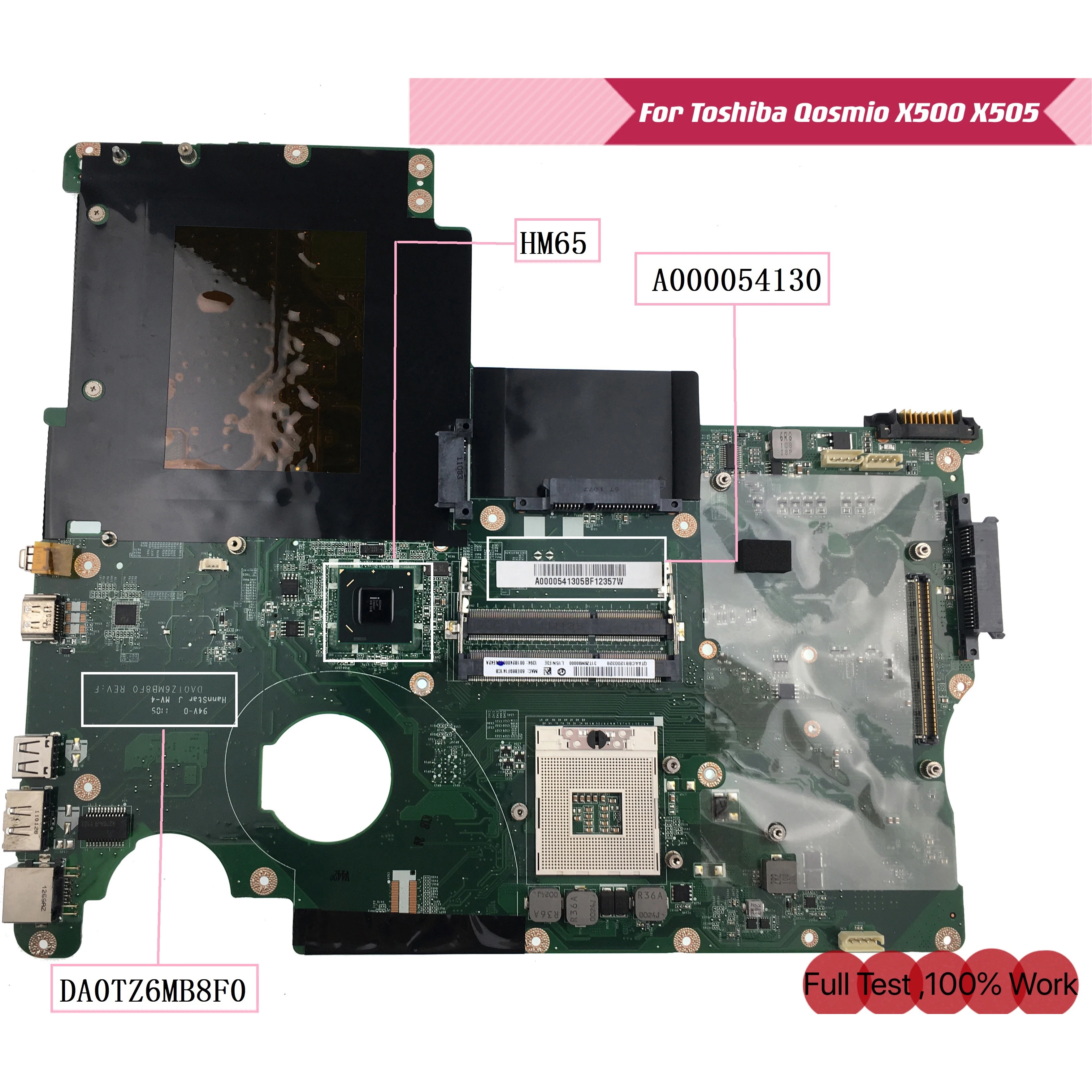 

DA0TZ6MB8F0 Laptop Motherboard For TOSHIBA Qosmio X500 X505 P500 P505 Notebook Mainboard A000054130 With HM65 DDR3 100% Test Ok