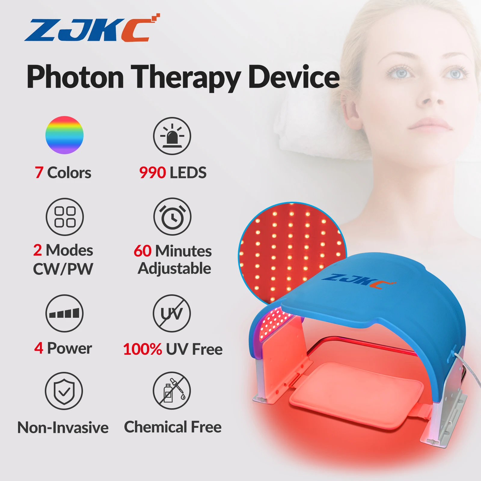 

ZJKC, 7 цветов, PDT, фототерапия, машина для красоты кожи для удаления морщин, омоложения кожи для лица и тела