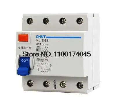 

CHNT CHINT NL1E-63 3P+N 4P 63A 40A 25A 30MA RCCB 50HZ/60HZ Electronic Electric Leakage Breaker Residual current protection