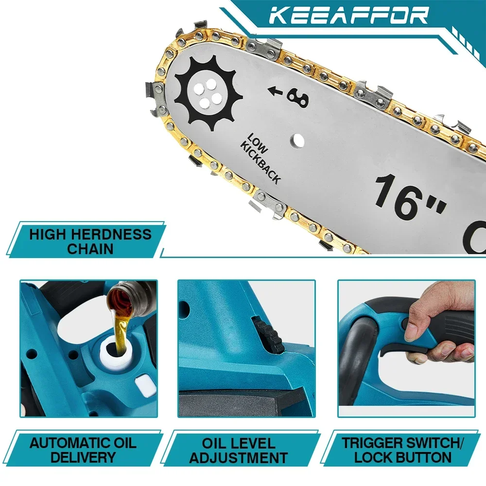 KEEAFFOR 7980 Вт электрическая цепная пила 16-дюймовая бесщеточная резка