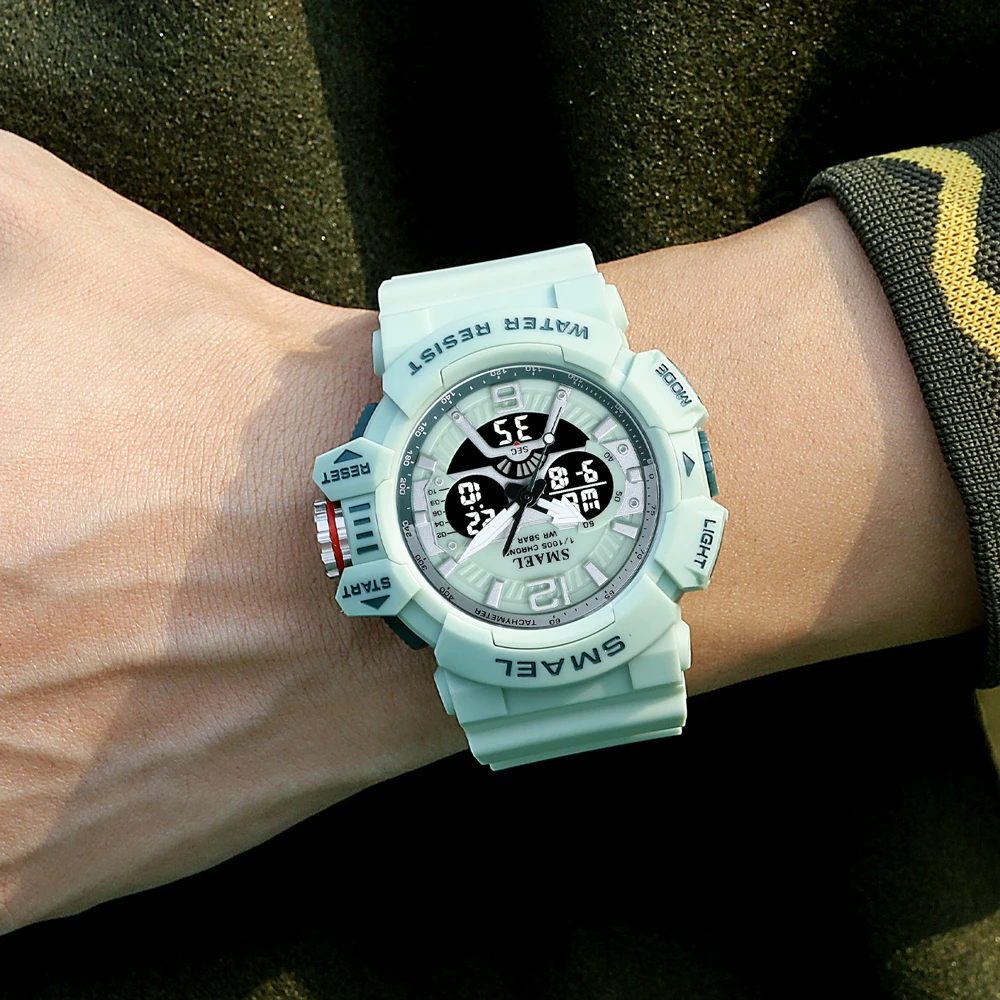 SMAEL мужские часы с двойным дисплеем спортивные военные наручные кварцевые