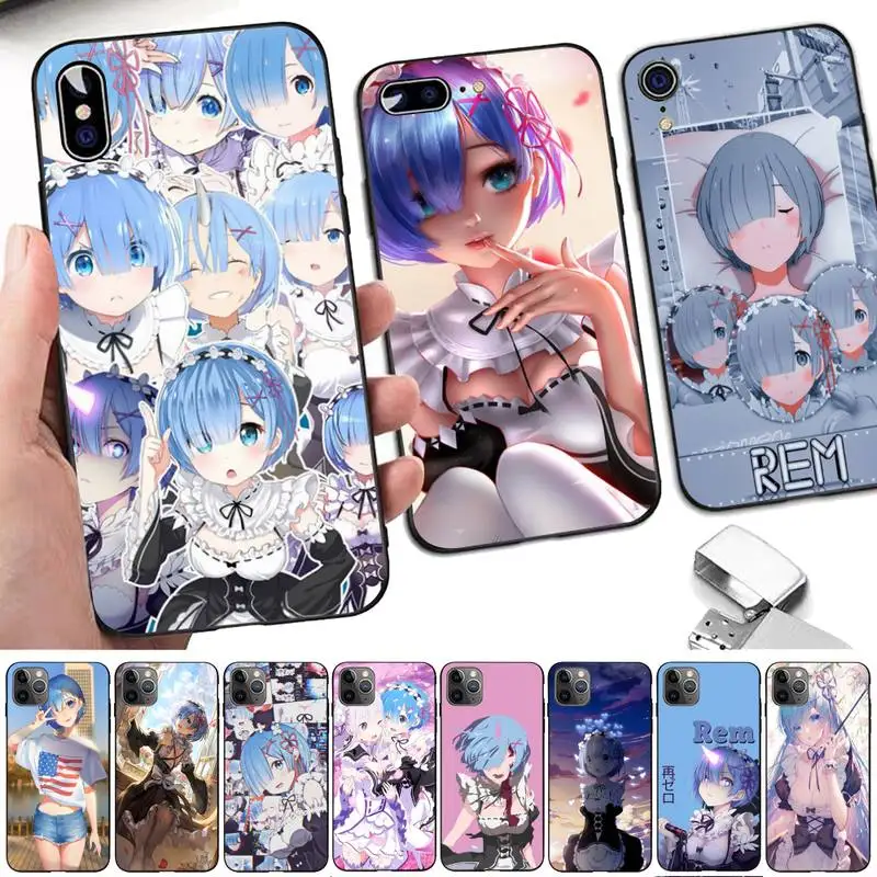 

Anime cute REM Phone Case for iPhone 11 12 13 mini pro XS MAX 8 7 6 6S Plus X 5S SE 2020 XR case