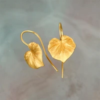 sweet romantic style textured lotus leaf flower stud earrings charm fashion womens metal stud earrings anniversary gift jewelry