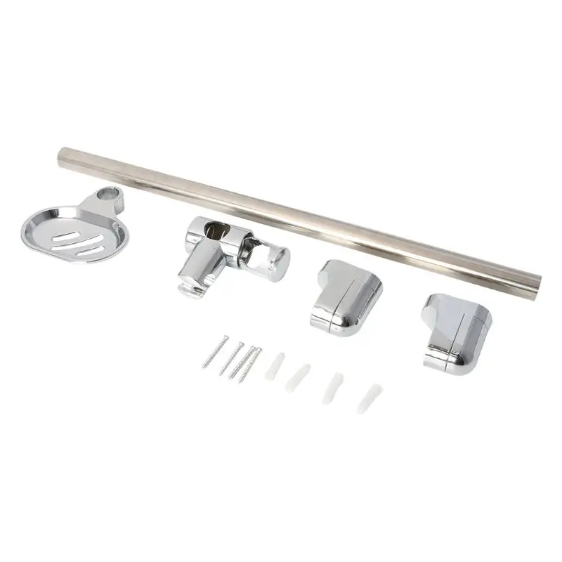 

Stainless Steel Shower Head Holding Rod With Soap Box Adjustable Lifting Rods