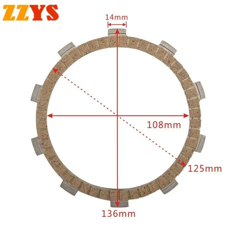 

136x125x108mm Thickness 3mm 12T Teeth Width 13.8mm Motorcycle Accessories Kelaf Fiber Friction Clutch Plate For Honda CRF250