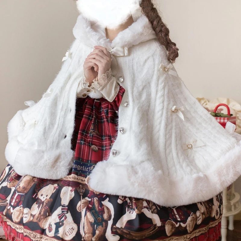 Плюшевое пончо с капюшоном цвет в ассортименте