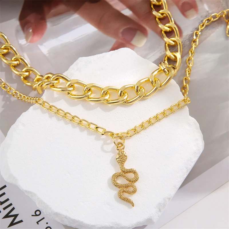 Набор ожерелий "Змеиные" 17KM из металла золотого цвета для женщин, пустотелые модные ювелирные аксессуары 2022 года.