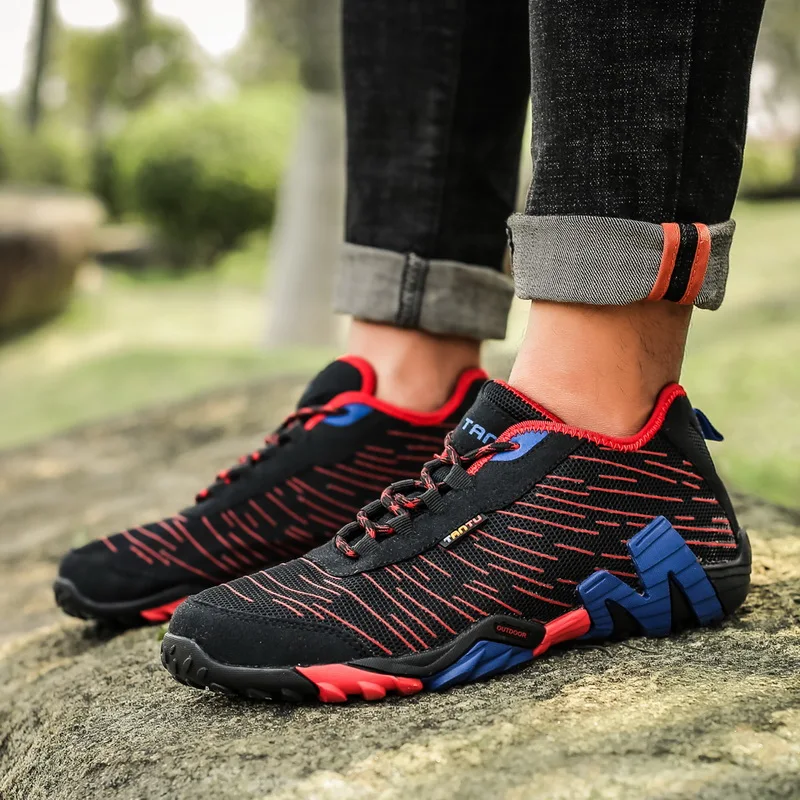 HIKEUP Men's Outdoor Shoes Breathable Hiking Casual Mesh Sneaker For Men Mountain Boots Designer Replica Shoes Factory Outlet