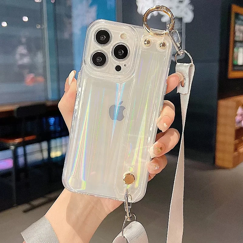 

Luxury Clear Transparent Wristband Lanyard Crossbody Case for OPPO R17 Reno 3 Pro 4 se 5g Reno 5 6 7 Pro A92s A52 A9 2020 Case