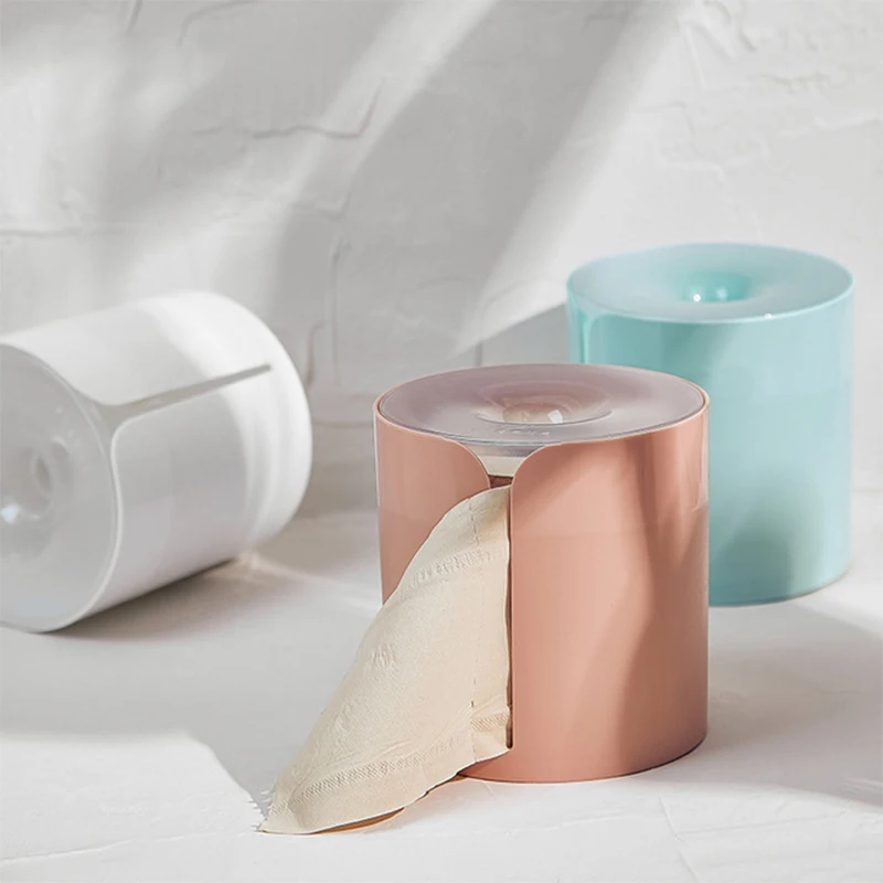 

Creative Waterproof Cylindrical Toilet Paper Holder Household Living Room Bathroom Wall-mounted Plastic Roll Paper Box 4 Colors