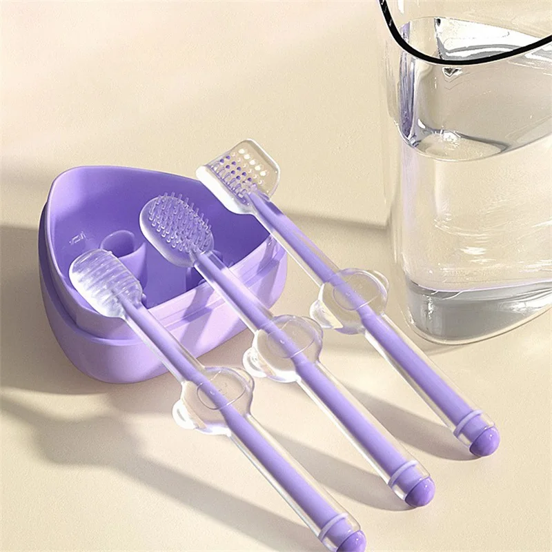 

3pcs/set Pet Toothbrush Purple Cat Silica Gel Brush Clear Up Bad Breath Tartar Teeth Care Dog Cat Cleaning Mouth Dogs Supplies