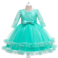 kids dress childrens clothing girls birthday party dress long sleeved solid color mesh tutu skirt childrens prom host dress